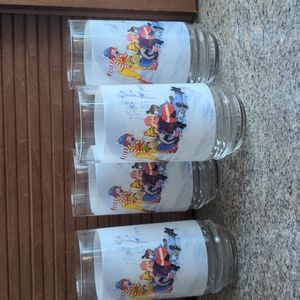 Vintage McDonald's Winter Scene Ronald McDonald Glasses- Set of 4